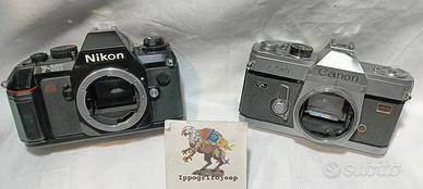 Set 2 fotocamere Nikon F301 Canon FTb da riparare