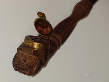 Antica pipa russa intarsiata da collezione