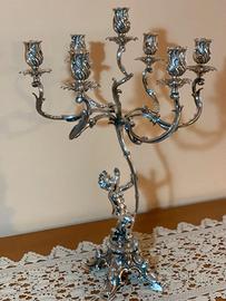 Candelabro in argento  800 a sette fiamme