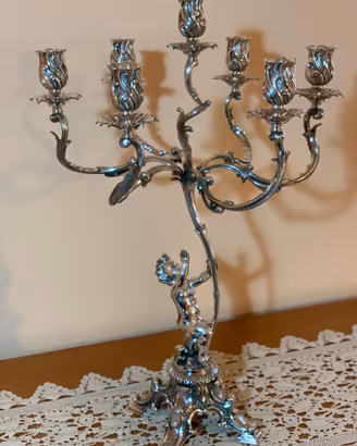 Candelabro in argento  800 a sette fiamme