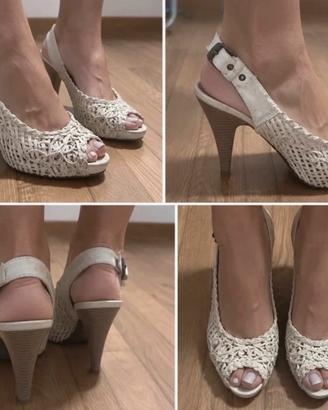 Scarpe stivali 39 donna bianche slingback tacco