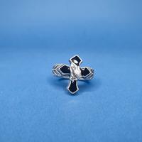 ANELLO VINTAGE "PIETRO FERRANTE" CROCE SMALTO NERO