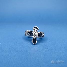 ANELLO VINTAGE "PIETRO FERRANTE" CROCE SMALTO NERO