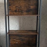 Libreria stile industriale effetto legno e metallo