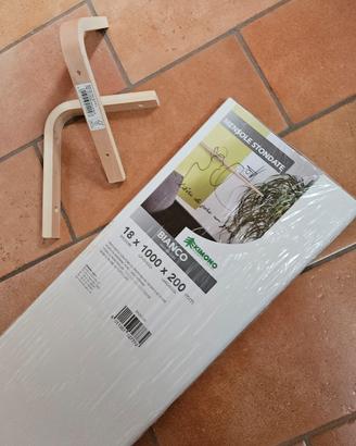 Mensola legno bianca opaca nuova con supporti 
