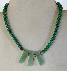 Collana malachite e pendenti avventurina verde 