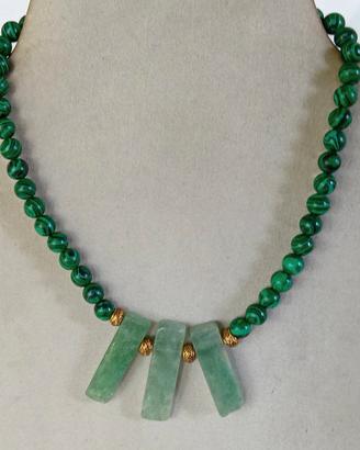 Collana malachite e pendenti avventurina verde 
