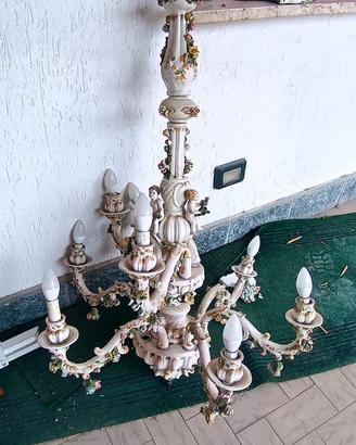 Lampadario in Porcellana stile Capodimonte 