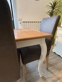 Tavolo shabby chic 160x85 bianco e rovere + 6 sedi