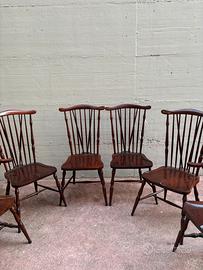 6 sedie Windsor antiche in olmo Inghilterra