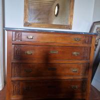 Comò antico stile Luigi Filippo con specchio dora 