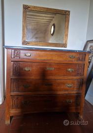 Comò antico stile Luigi Filippo con specchio dora 