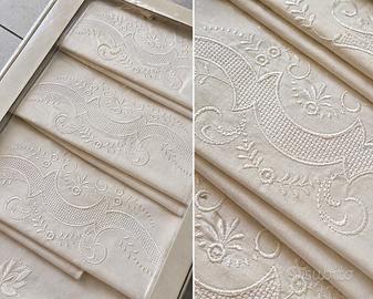 Set tovaglioli vintage ricamati puro cotone con sc
