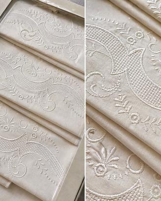 Set tovaglioli vintage ricamati puro cotone con sc