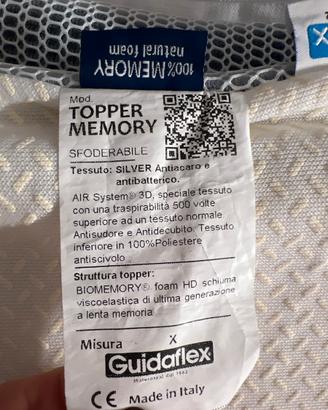 Topper in memory foam
