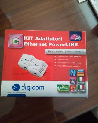 Kit adattatori Ethernet Powerline 200Mbps