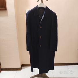 Cappotto lungo uomo lana vergine blu navale 