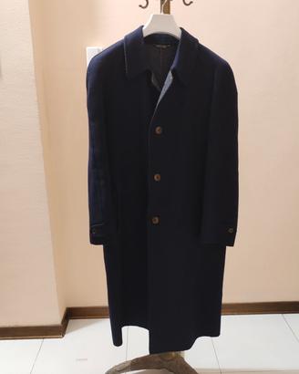 Cappotto lungo uomo lana vergine blu navale 