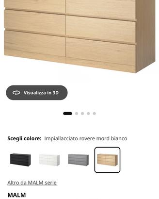 Cassettiera comò MALM Ikea 6 cassetti