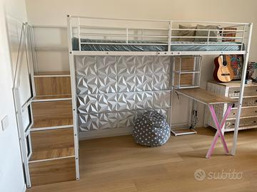 Letto a Soppalco con led 90×200 cm