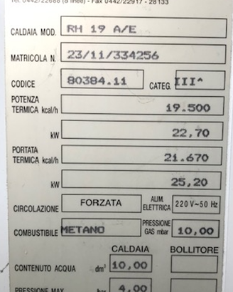 Ricambi caldaia SIME RH 19 A/E
