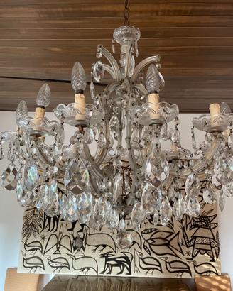 Lampadario  di cristallo anni 50