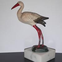 Cicogna in metallo base in marmo 1960