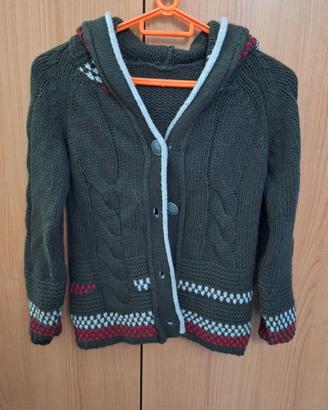 Cardigan in maglia con cappuccio