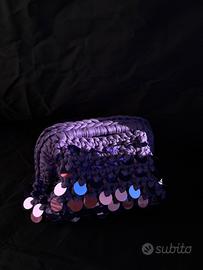 Clutch bag viola con pailletes