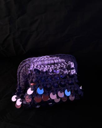 Clutch bag viola con pailletes