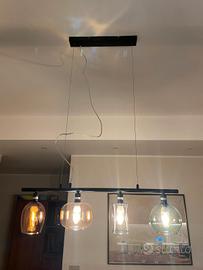 Lampada nuova a sospensione con 4 luci in vetro