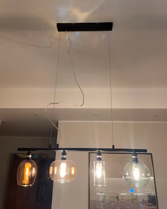 Lampada nuova a sospensione con 4 luci in vetro
