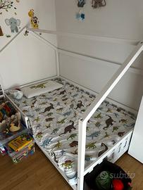 Letto Montessoriano in legno, bianco, 200x120