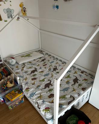 Letto Montessoriano in legno, bianco, 200x120