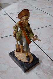 Statuina Pirata Fontanini vintage su base in Marmo