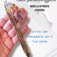 Biro di Fiori veri, personalizzabile con Nome.
