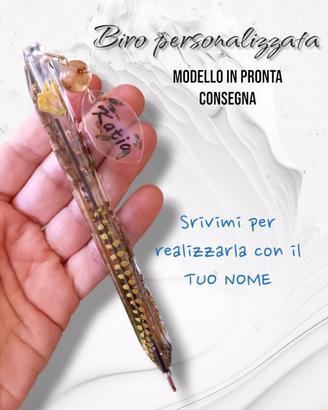 Biro di Fiori veri, personalizzabile con Nome.