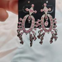 Orecchini Pendenti Brillantini Rosa