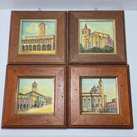 Quattro piastrelle in maiolica monumenti ascolani