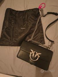 Pochette Pinko Vitello Love One nera