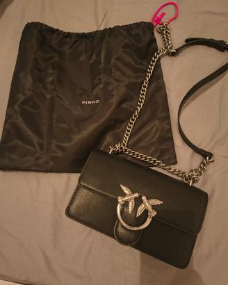 Pochette Pinko Vitello Love One nera