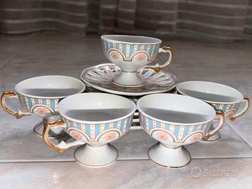 5 tazzine e 6 piattini caffè floreali vintage
