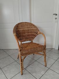Set di 5 poltroncine in rattan e bambù