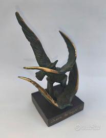 Scultura bronzo "l Gabbiani" di Mauro Graziani