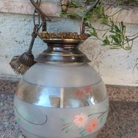 Lampadario Vintage a Sfera Vetro Satinato/Ottone