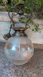 Lampadario Vintage a Sfera Vetro Satinato/Ottone
