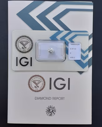 Diamante naturale IGI 0.51 Ct - E - VVS2 - 3EX