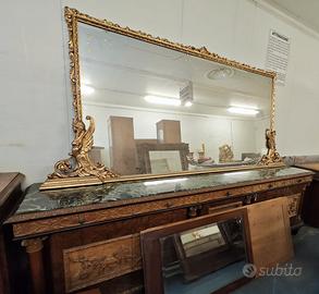 Credenza Antica con Marmo Verde e Specchiera