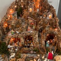 Presepe artigianale in sughero - mulino e cascata