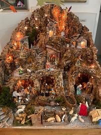Presepe artigianale in sughero - mulino e cascata